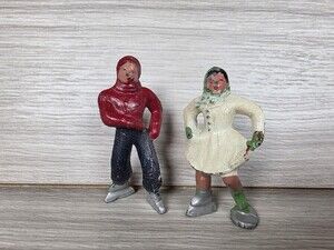 Antique Pair of Barclay MANOIL Ice Skaters (1930-40's) Lead Figurines Vtg SU2